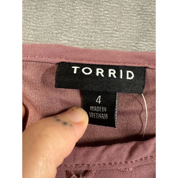 Torrid Mini Challis Eyelet Dress Women’s Size 4X Plus Rose Taupe Bell Sleeve NEW - Picture 3 of 16